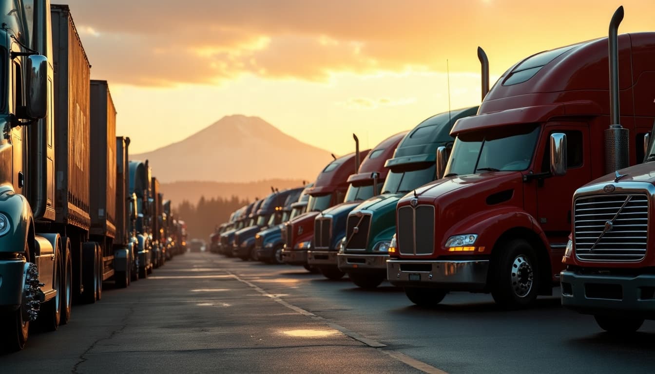 Commercial truck fleet served by Emerald Fleet Services near Seattle